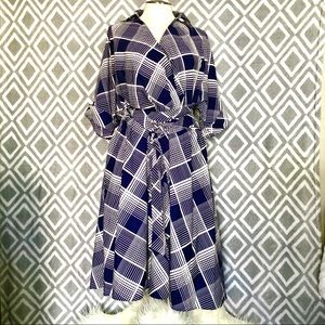 Eliza J Dress - Navy and White Print